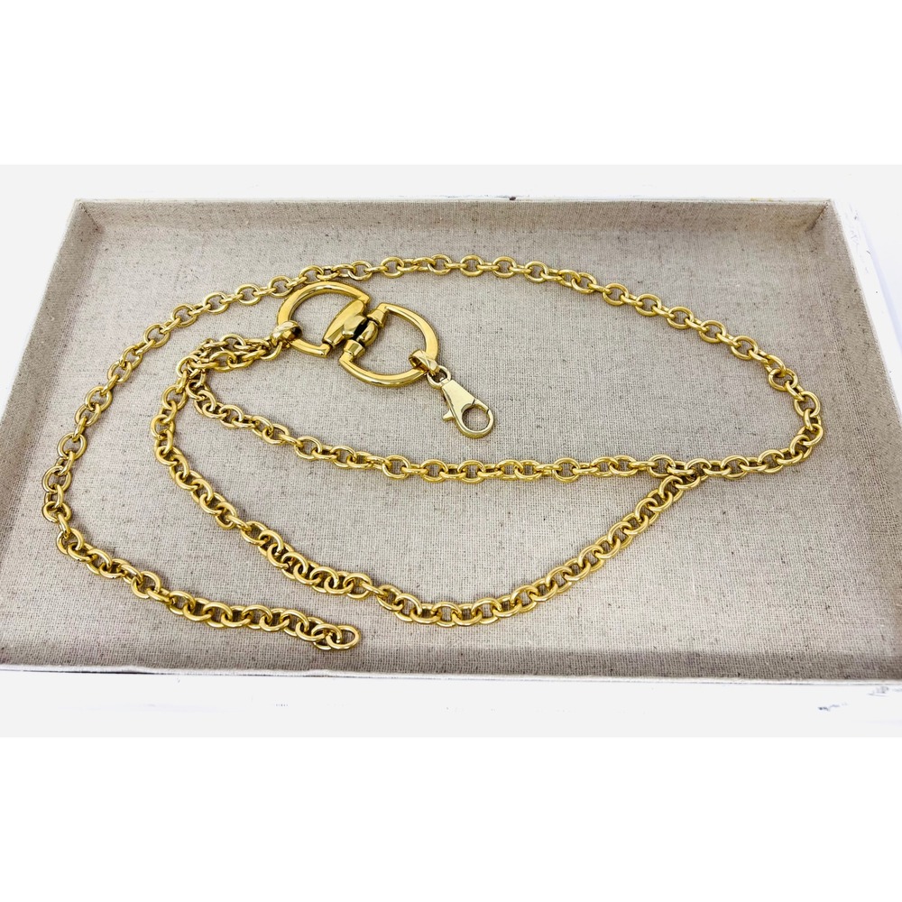 Gold Tone Cable Chain Belt with Stirrup Buckle and Lobster Clasp Adjustable